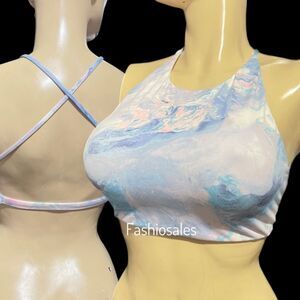 Victoria’s Secret High Neck Minimum Support On point Sport Bra blue marble